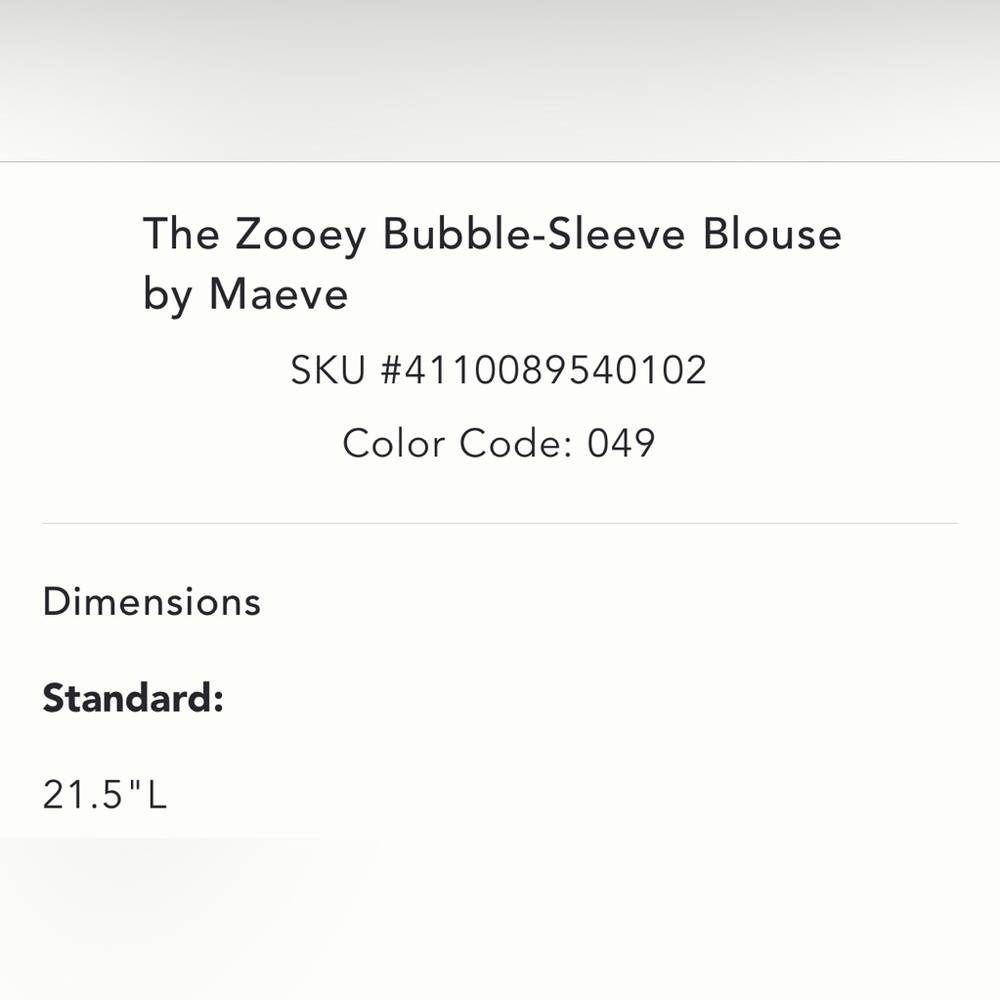 NWOT: The Zooey Bubble-Sleeve Blouse by Maeve - Picture 9 of 12